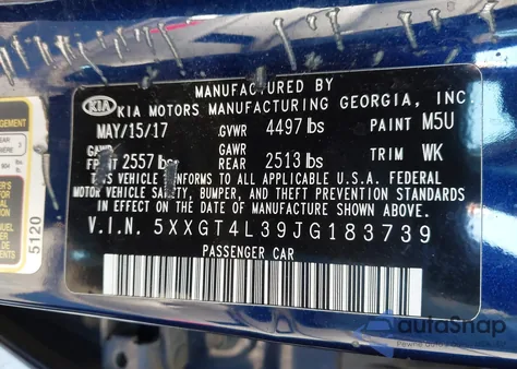 2018 Kia Optima Lx z USA, uszkodzony, nr VIN 5XXGT4L39JG183739